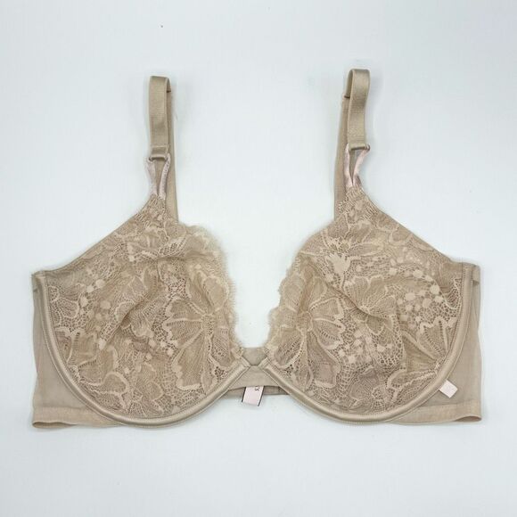 Victoria’s Secret Unlined Demi Bra in Lace Taupe-US 38D - Picture 1 of 9